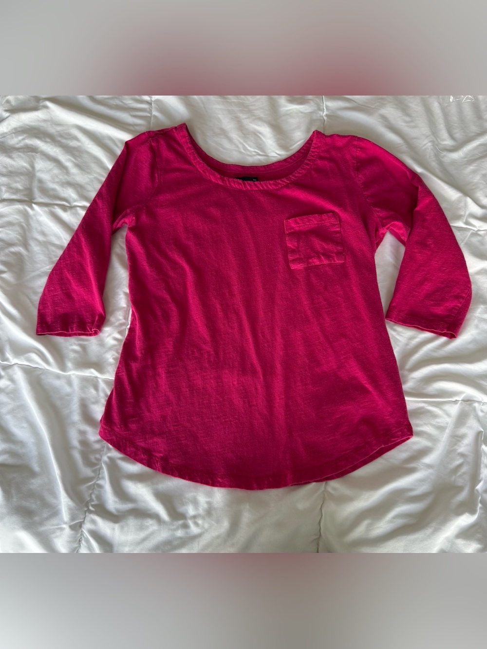 GAP Girls Bright Pink Long Sleeve Pocket Tee